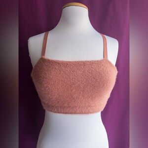 Gymshark Whitney Simmons Fuzzy Crop Top Dusty Rose Athleisure Tank